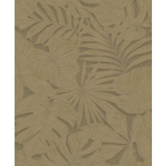   Luxusdekoráció! XXL pálmalavél lenyomatok kifinomult texturán meleg olívzöld és arany tónus tapéta