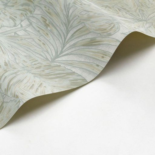 Filodendron és pálmalavelek - válósághű nyomat 3D vízkék fémes arany kiemelések tapéta