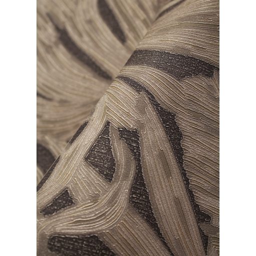 Filodendron és pálmalavelek - válósághű nyomat 3D fekete barna arany kiemelés tapéta