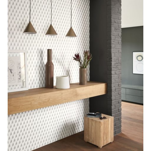 Casadeco Perception RYTHM 86471313 Kubizmus és Elegancia Geometrikus háromdimenziós minta fehér bézs szürkésbézs tapéta