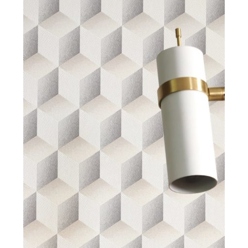 Casadeco Perception RYTHM 86471313 Kubizmus és Elegancia Geometrikus háromdimenziós minta fehér bézs szürkésbézs tapéta