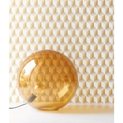 Casadeco Perception RYTHM 86472420 Kubizmus és Elegancia Geometrikus háromdimenziós minta krém bézs okkersárga tapéta