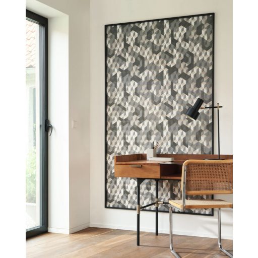 Casadeco Perception TETRIMINO 86489509 Geometrikus Művészi poliéder kompozíció 3D szürke antracit bézs fehér tapéta