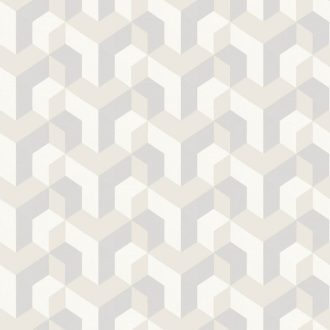   Casadeco Perception MECANO 86490121 Geometrikus Hipnotikus térhatásű Y minta krétafehér bézs szürke ezüst  tapéta