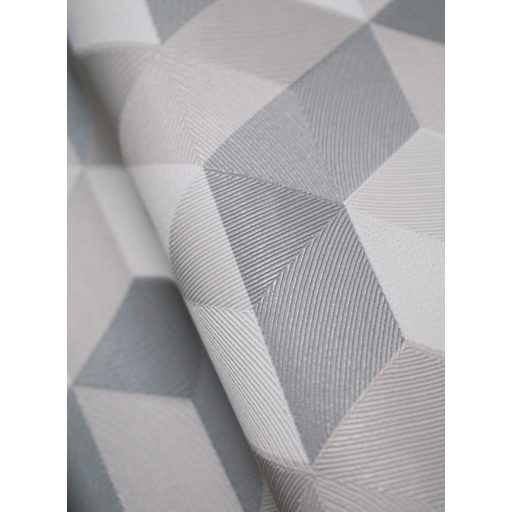 Casadeco Perception MECANO 86490121 Geometrikus Hipnotikus térhatásű Y minta krétafehér bézs szürke ezüst  tapéta