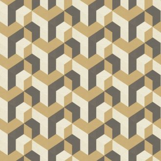   Casadeco Perception MECANO 86492414 Geometrikus Hipnotikus térhatásű Y minta bézs sárga antracit  tapéta