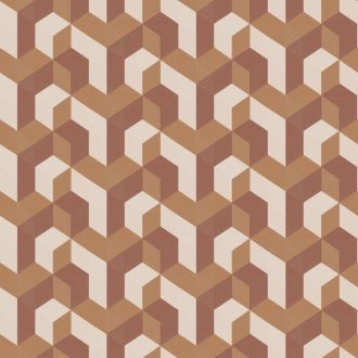   Casadeco Perception MECANO 86493528 Geometrikus Hipnotikus térhatásű Y minta bézs narancs rozsdaszín  tapéta