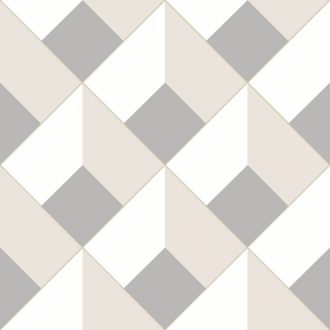   Casadeco Perception LOSANGE 86511323 Geometrikus Térhatású rácsminta rombuszokból fehér bézs szürkésbézs tapéta