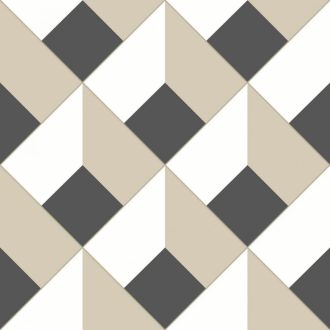   Casadeco Perception LOSANGE 86511510 Geometrikus Térhatású rácsminta rombuszokból fehér bézs antracit tapéta