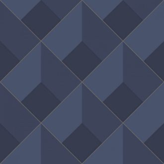   Casadeco Perception LOSANGE 86516529 Geometrikus Térhatású rácsminta rombuszokból tintakék bézs tapéta