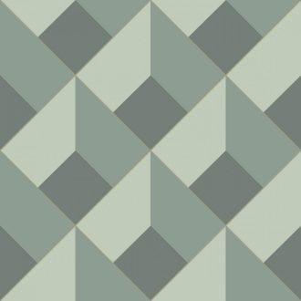   Casadeco Perception LOSANGE 86517217 Geometrikus Térhatású rácsminta rombuszokból zöld szürkészöld tapéta