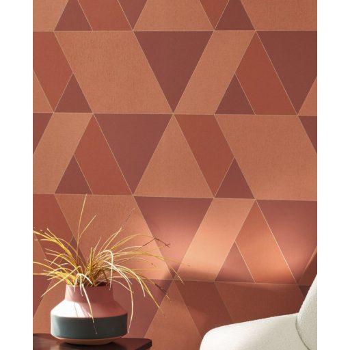Casadeco Perception TANGRAM 86523519 Geometrikus térhatású texturált minta narancs rozsdabarna bézs tapéta
