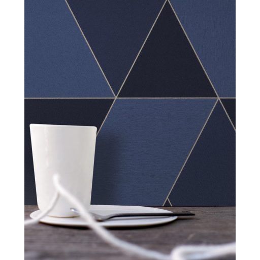 Casadeco Perception TANGRAM 86526532 Geometrikus térhatású texturált minta tintakék sötétkék bézs tapéta