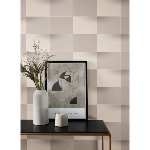 Casadeco Perception BLOCKS 86531324 Geometrikus Térhatású téglalapok vonalak és textúrák egyensúlya bézs és szürkésbézs árnyalatok tapéta