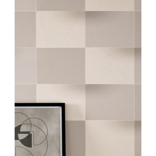 Casadeco Perception BLOCKS 86531324 Geometrikus Térhatású téglalapok vonalak és textúrák egyensúlya bézs és szürkésbézs árnyalatok tapéta