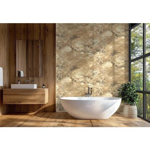 Mélyen természetes ősi és anyagszerű akár egy feltárt kőzetréteg homokszín szürkésbarna és ezüstszürke tónus tapéta