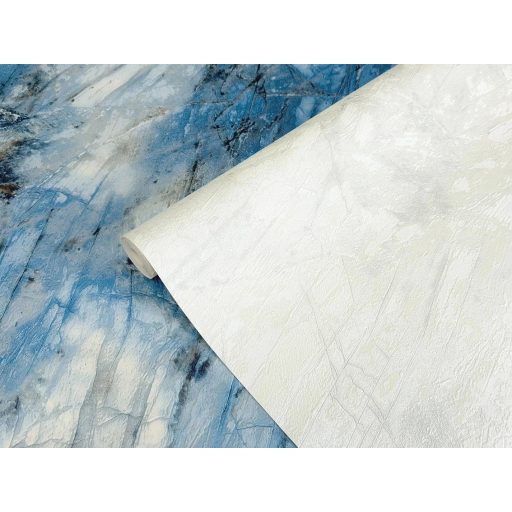 Fehér csend és ezüst suttogás - "friss hó" borította márvány mintázat krémfehér és gyöngyházfényű szürke tónus tapéta