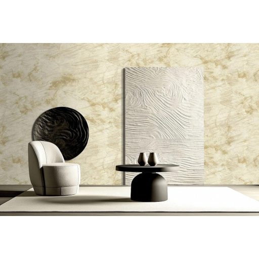 Régi toszkán villa falát idéző márványminta lágy aranyokker és vaníliakrém tónus tapéta