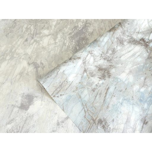  Fény vésett nyomot a felületen - meleg hatású márványminta jégkristályos fehér ezüstös szürke és halvány acélkék tónus tapéta