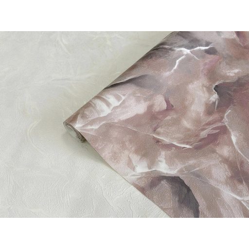 Geológiai szenvedély - mintha az ónixkő keresztmetszetébe virágok költöznének mályva füstös szürkéslila és meleg rozsda tónus tapéta