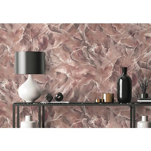 Geológiai szenvedély - mintha az ónixkő keresztmetszetébe virágok költöznének mályva füstös szürkéslila és meleg rozsda tónus tapéta