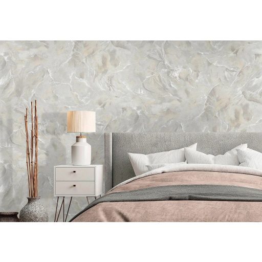 Álomban látott táj vagy felhő ami kőbe fagyott márványminta ezüstfehér és halvány mandulakrém tónus tapéta