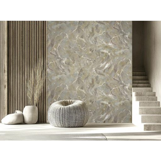 Vihar csiszolta kagylóhéj vagy tengerparti szikla metszete füstös taupe fakó acélkék és kopott arany tónus tapéta