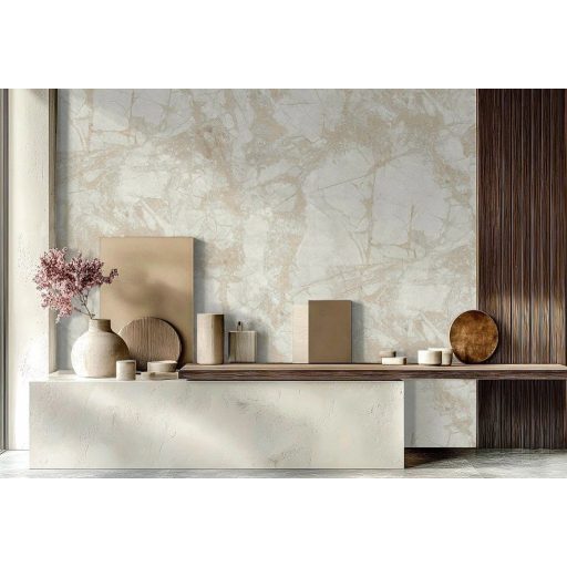 Napsütötte antik falból hámozza le az évszázadokat - arany karcok a kőben törtfehér homokbézs és halvány arany fémes hatás tapéta