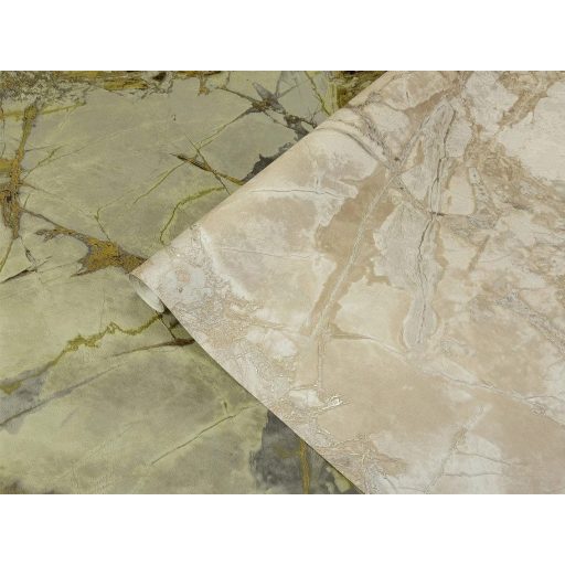 Kő amelybe napfény ivódott - mint egy toszkán kőfal márvány mintája meleg homokbarna karamell és ezüstös-szürke fémes hatás tapéta