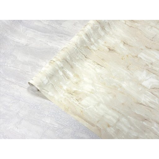 Kőbe öntött selyem - függőleges áramlású légies minta gyöngyházfehér és halvány arany tónus fémes csillogó hatás tapéta