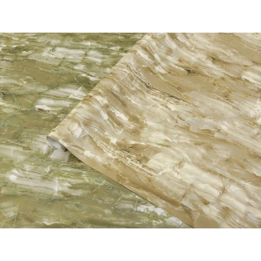 Belülről izzó onix folyékony organikus mozgással arany homokbézs és halvány ezüst tónus csillogó fémes hatás tapéta