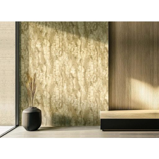 Belülről izzó onix folyékony organikus mozgással arany homokbézs és halvány ezüst tónus csillogó fémes hatás tapéta