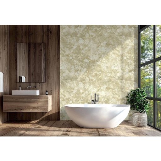 Organikus nyers mégis nemesen visszafogott márványminta halvány arany-okker és meleg drapp/szürke tónus tapéta