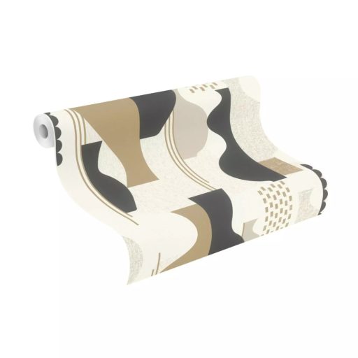 Változatos formák absztrakt megjelenítése grafikai minta fehér bézs barna és fekete tónusok tapéta