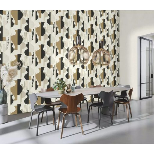 Változatos formák absztrakt megjelenítése grafikai minta fehér bézs barna és fekete tónusok tapéta