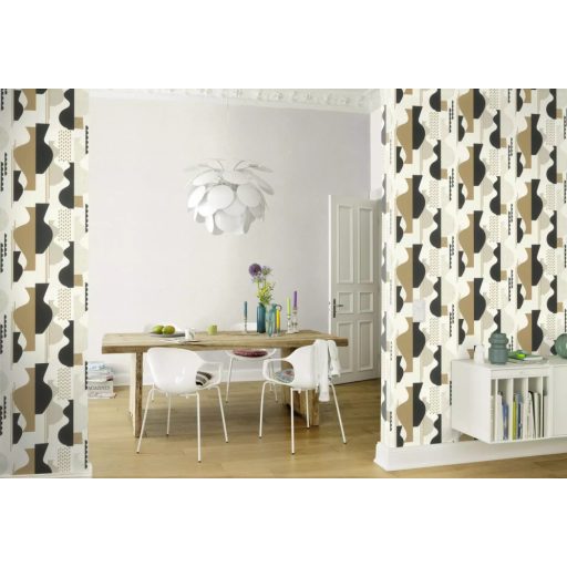 Változatos formák absztrakt megjelenítése grafikai minta fehér bézs barna és fekete tónusok tapéta