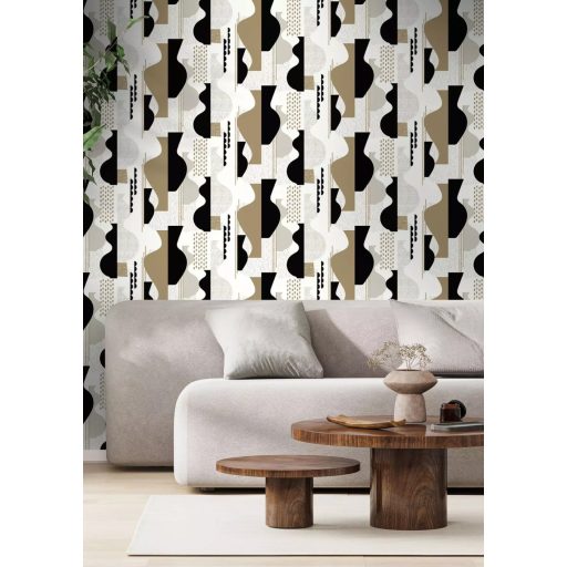 Változatos formák absztrakt megjelenítése grafikai minta fehér bézs barna és fekete tónusok tapéta