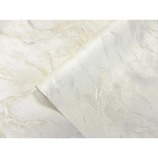 Japán tisztaság és európai nemesség - jég alatt áramló víz márvány minta hófehér és ezüstös-gyöngyház tónus fémes hatás tapéta