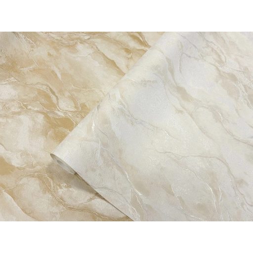 Visszahúzódó patak víze - kígyózó erezetű márványminta törtfehér halvány homokbézs drapp és ezüst tónus fémes hatás tapéta