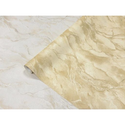 Évszázadok nyomai a sziklán - meleg rétegek és kígyózó erezet márvány arany-okker égett karamell és bronz tónus fémes hatás tapéta