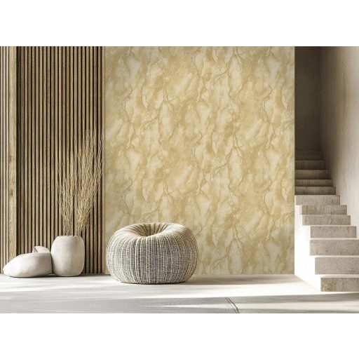 Évszázadok nyomai a sziklán - meleg rétegek és kígyózó erezet márvány arany-okker égett karamell és bronz tónus fémes hatás tapéta