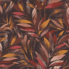   A kollekció vezérmotívuma - Finom ágakon hosszúkás levelek őszi színekben fekete barna sárga vörös és bézs tónus tapéta
