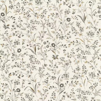   Mezei virágok harmonikus mintája fehér sárga és fekete tónusok tapéta