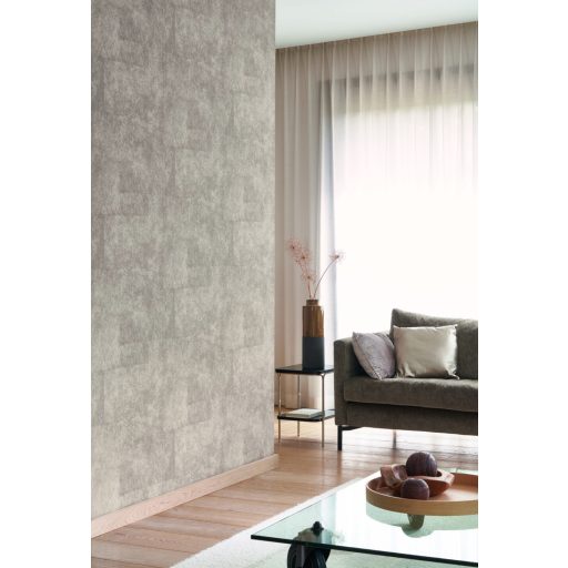 Patchwork szőrme/bőr minta varrott darabokból gyöngyházszürke tónus tapéta