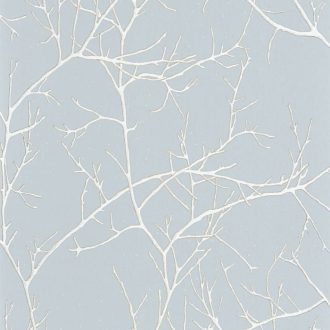   Rejtélyes aurába burkolózó japán stílusú ágak 3D világoskék/jégkék fehér tapéta