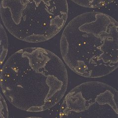   A csillagászat és a világúr meghódításának ünepe - Bolygónk a légkörön túlról éjkék ezüstfehér arany tapéta
