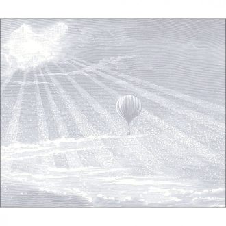   Fantasztikus égi panoráma -  felhőkön áttörő napsugarak szürke ezüst fehér falpanel