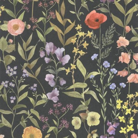 Vadvirágok a botanikai füzet legszebb lapjairól szénfekete szines tapéta
