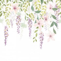   Lefelé kúszó varázslatos növények - virágszőlő - fehér zöld lila szines "L" falpanel