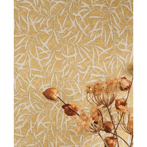 Természetes faldekoráció - bambuszlevél minta sáfránysárga és szürkésbézs tónus tapéta